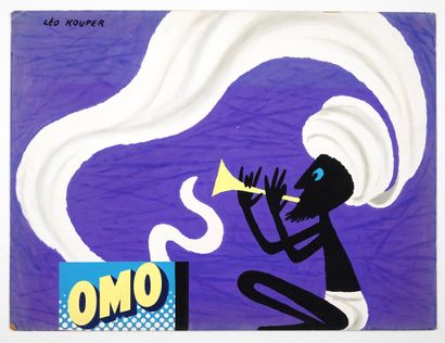 null OMO 
Gouache on cardboard with collage - Signed top left 
60 x 80 cm 
Good condition,...