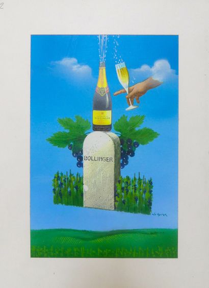null CHAMPAGNE BOLLINGER (various 2) 
2 projects 
Mixed media on canvas or cardboard...