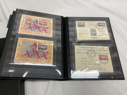 null Poste Aérienne: timbres du monde dont France N°14 obl. , N°15 obl. x2 + Bloc...