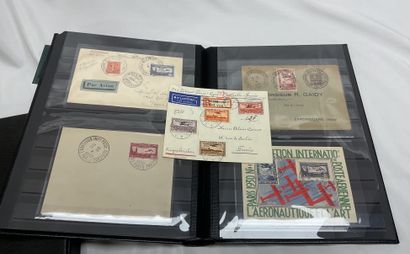 null Air Mail: stamps of the world including France N°14 obl. N°15 obl. x2 + Block...