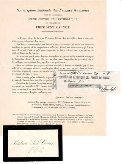 null Madame CARNOT, femme du Président de la République. Marie Pauline Cécile Dupont-White...