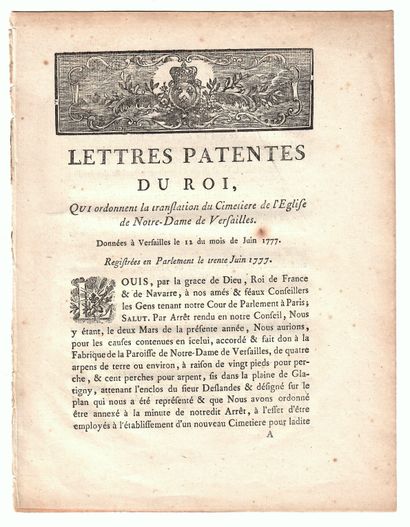 null VERSAILLES (78). 2 Printed matter: VERSAILLES (78). TRANSLATION OF THE NOTRE-DAME...