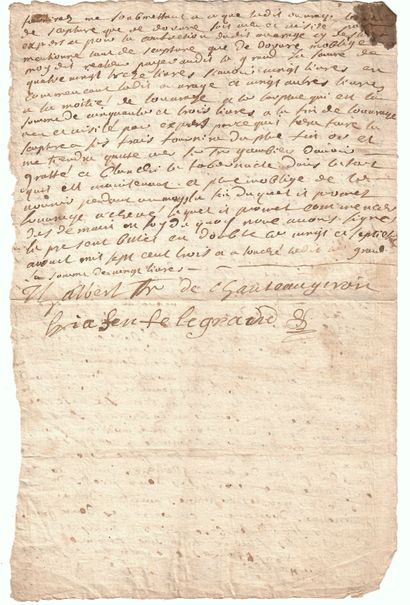 null ILLE-ET-VILAINE. CHATEAUGIRON (35), August 7, 1703. Document signed Messire...