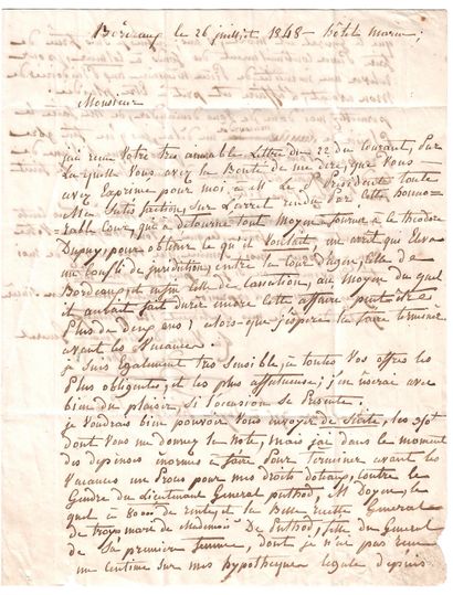 null PUTHOD. Lettre A. Signée « La Veuve du Lieutenant Général DE PUTHOD » (Femme...