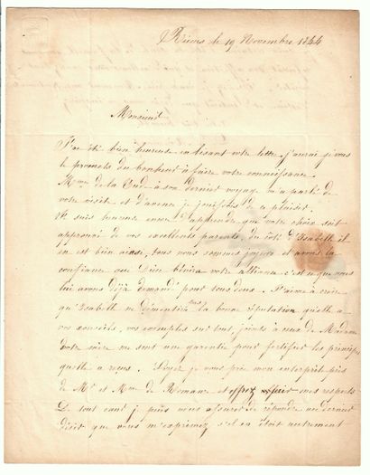 null Alphonsine Delphine de MIREMONT (Reims 1864 - 1864). Lettre A.S. écrite à REIMS...