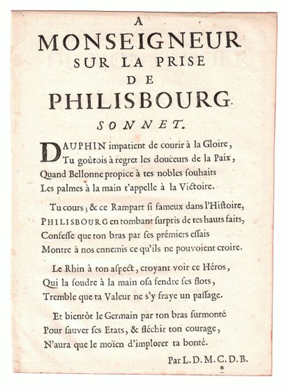 SIÈGE DE PHILIPPSBOURG, 1734, la France de...