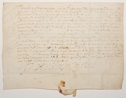 null MARQUISAT DE BRÉVAL. YVELINES. EURE. SEINE-MARITIME. 1634. - Parchemin signée...