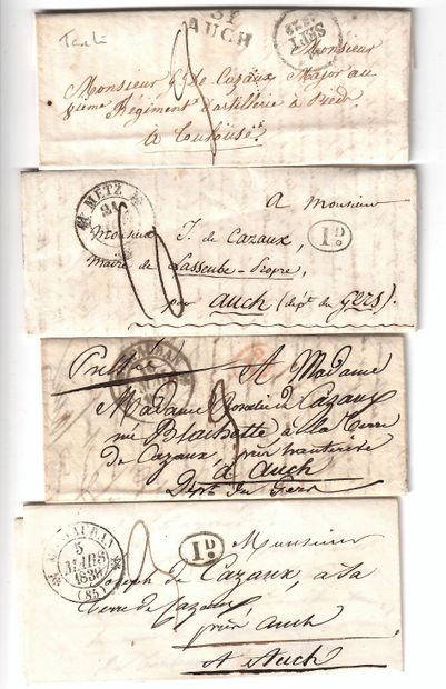 null GERS. Family DE CAZAUX in CAZAUX, Commune of LASSEUBE-PROPRE (32). Family correspondence...