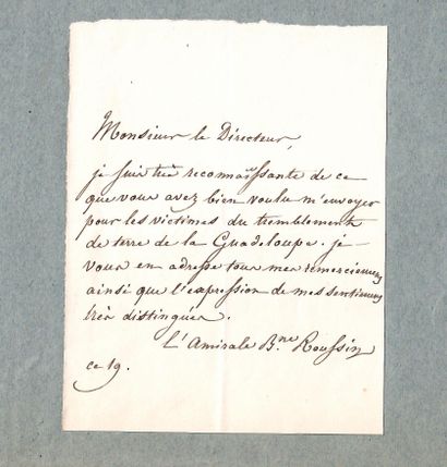 null GUADELOUPE. L'Amirale Baronne ROUSSIN, épouse du Baron Albin Reine Roussin (1781-1854),...