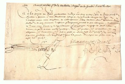 null YVELINES. VERSAILLES (78) . Pièce signée CHAUVEL (Nicolas) Sieur de la MARTINIÈRE,...
