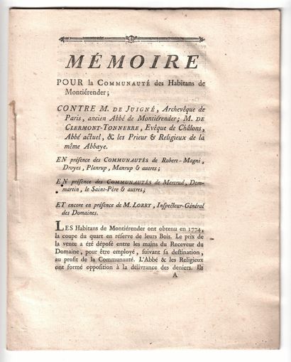 HAUTE-MARNE. 1784. MONTIER-EN-DER (52) :...