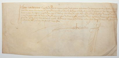 null MARNE. 1571. VITRY LE FRANÇOIS. Pièce signée ROCHEREAU Conseiller du Roy et...