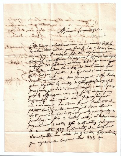 null Pour la Maréchale DAVOUT Princesse d'Eckmühl. Lettre écrite de PONTOISE (95)...