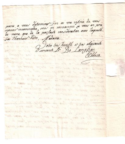 null DE LANGHAC Abbess of CHATILLON (Châtillon-sur-Seine, Côte d'Or) - Letter A.S....