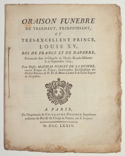 null LOUIS XV. « Oraison funèbre de très-haut, très-puissant, et très-Excellent Prince,...