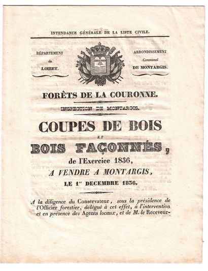 LOIRET. 1836. FORÊT DE LA COURONNE. Inspection...