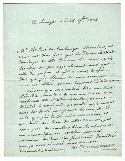 null ZIMMERMAN (Christian Noël dit Emmanuel de) Général en 1788. Commandant la Légion...