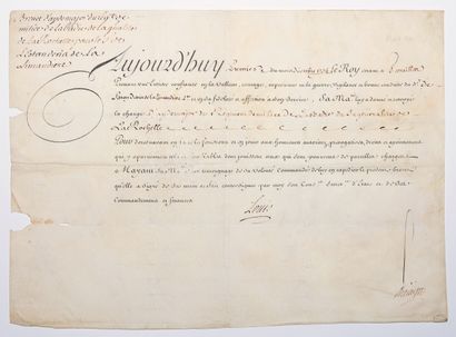 null GENERALITY OF LA ROCHELLE. BREVET OF AIDE-MAJOR of the Regiment of Militia of...