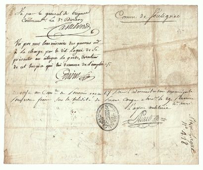 null "6TH BATTALION OF THE LANDES". Certificate of services signed by the Council...