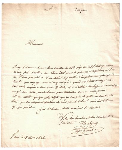 null PARIS. LEZEAU Superior General of an orphanage. Letter A.S. written in Paris...