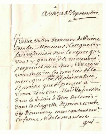 null GARD. Letter A.S. "+ Michel Évêque Comte d'UZÈS", in UZÈS (30) 8 Sept (about...