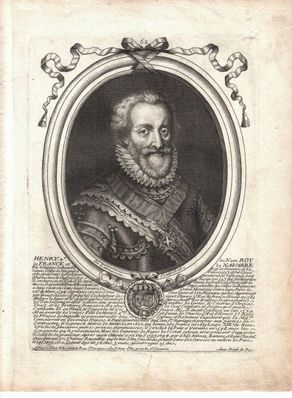 HENRI IV, Roi de France et de Navarre. Gravure...