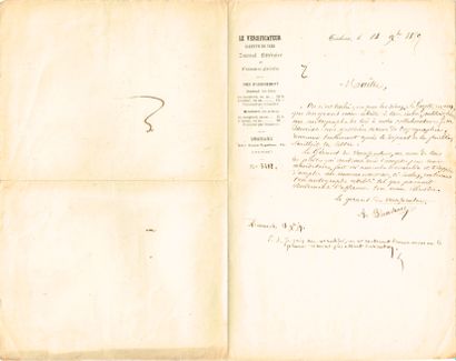 null Victor HUGO - Double annotation of his "R" (for "answered") on the letter of...