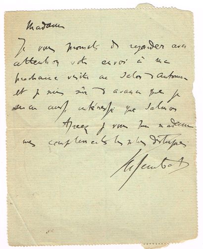 null Marcel SEMBAT (1862-1922, homme politique socialiste) / lettre autographe signée,...