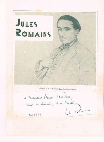 null Jules ROMAINS (1885-1972, écrivain et dramaturge de l’Académie Française) /...