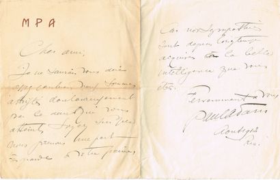 null Paul ADAM (1862-1920, romancier symboliste et critique d'Art) / Lettre autographe...