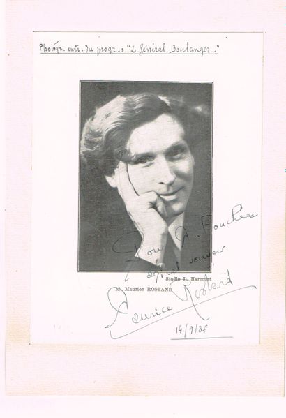 null Maurice ROSTAND (1891-1969, poète, fils d’Edmond) / Page de programme dédicacée...