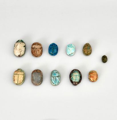 Set of eleven scarabs with inscriptions on...