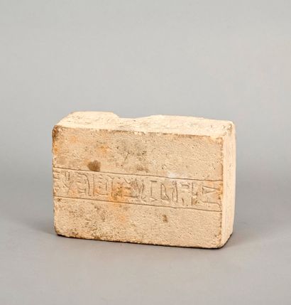 Magic brick decorated with hieroglyphs in...