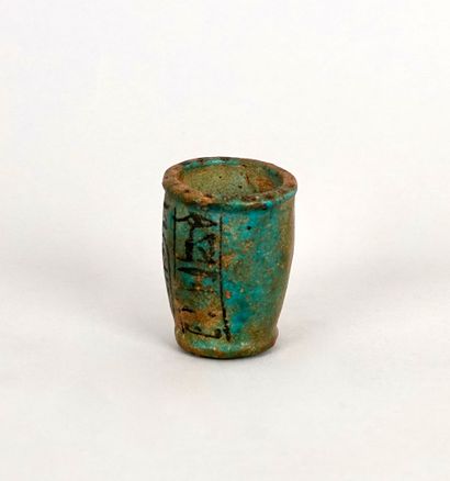 null Foundation bucket inscribed with a cartouche
Siliceous earthenware with blue-green...