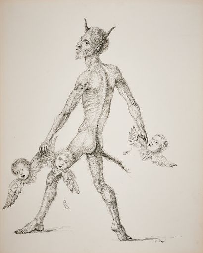 Stanislas LEPRI (1905-1980) Untitled (The Devil).
Ink on paper.
Signed.
38 x 30 ...