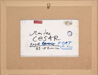 Jean TINGUELY (Suisse, 1925-1991) La Colombe d'or, 1986.
Dessin et collages sur papier.
Signé...