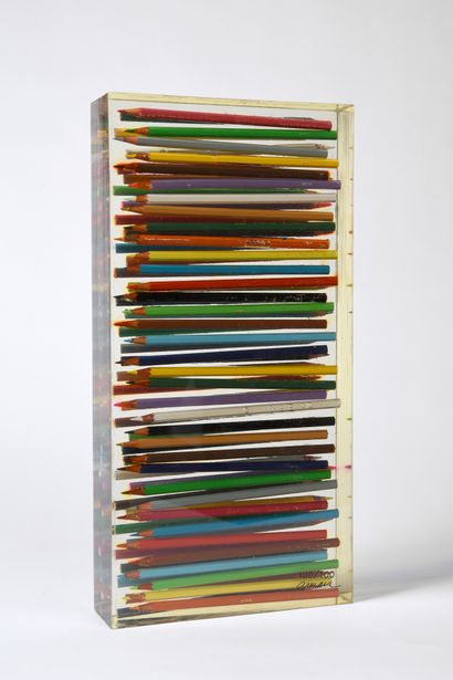 ARMAN (1928-2005) Caran d'art, 1995.
Inclusion de crayons Caran d'Ache dans de la...