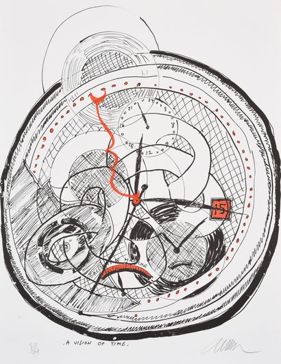 ARMAN (1928-2005) A Vision of Time.
Lithographie sur papier BFK Rives.
Signée et...