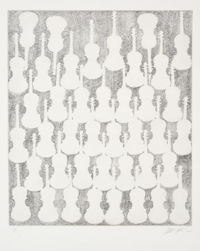 ARMAN (1928-2005) Accumulation de violons, 1973.
Gravure pointe-sèche sur papier...