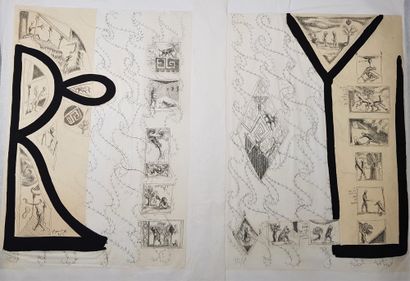 Gérard GAROUSTE (né en 1946) DIptych.(1)
Set of two original prints on japanese paper.
Signed...