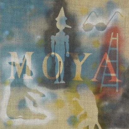 Patrick MOYA (né en 1955) Lettres M.O.Y.A.et Pinocchio, 1998.
Acrylique et pochoir...