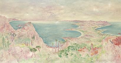 Fred (Frits) KLEIN (1898-1990) Vue panoramique de la Côte d'Azur, vers 1937.
Huile...
