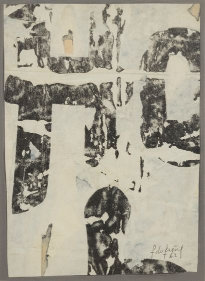 François DUFRÊNE (1930-1982) * Untitled, 1962.
Torn poster backs on paper.
Signed...