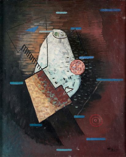 František FOLTÝN (1891-1976) Composition, vers 1920.
Huile sur toile.
Signée en bas...