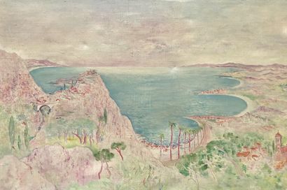 Fred (Frits) KLEIN (1898-1990) Panoramic view of the French Riviera, circa 1937.
Oil...