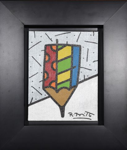 Romero BRITTO (né en 1963) Untitled (Crayon), 2004.
Acrylique sur toile.
Signée en...
