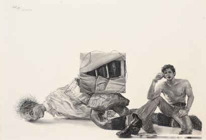 NALL HOLIS (né en 1949) Apocalypse, 1975.
Graphite drawing on paper.
Signed, titled...