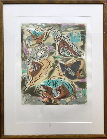 null Lot of two lithographs of André MASSON (1896-1987) 
- The Oysters, 1985, signed...