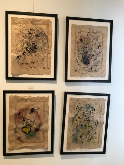 null Set of four works on paper, unidentified 
Abstract compositions 
Each : 42 x...