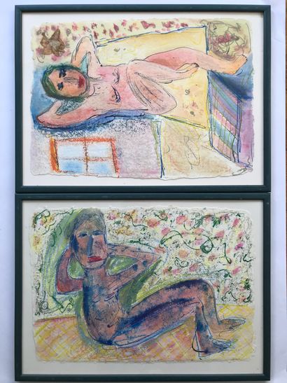 null Anonymous 
Two Nudes Pair of drawings 
Mixed media on paper 
45 x 31 cm 